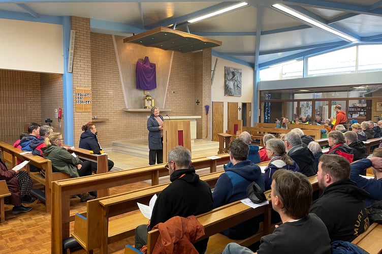 Worshipping inside St Boniface Roman Catholic Church