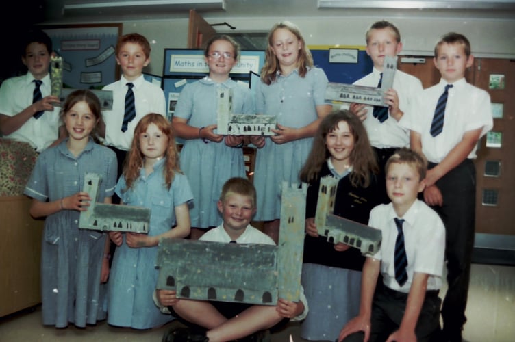 Cheriton Bishop Primary School pupils made models of the Parish Church as part of a maths project in July 2004. DSC01330