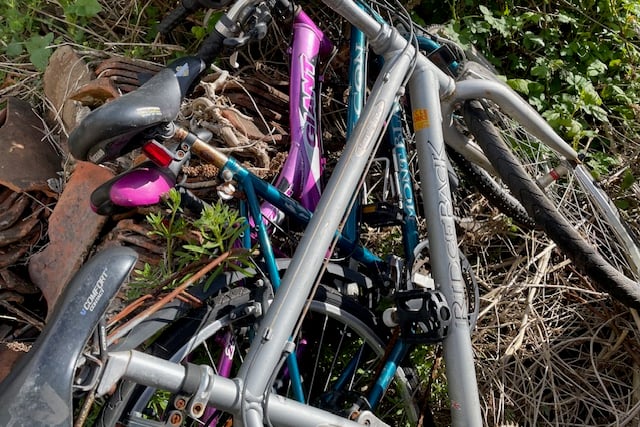 The bikes found in a hedge in Crediton.