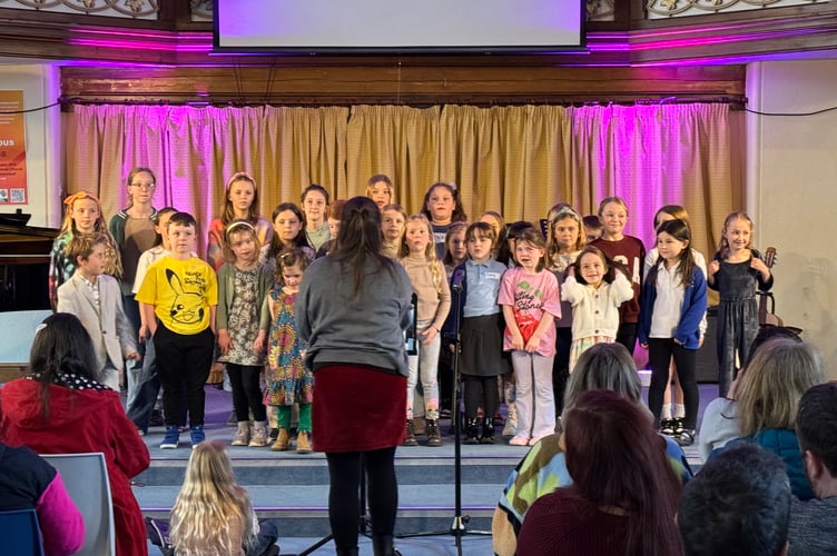 Landscore School choir on stage during the Spring Concert.  AQ 7219
