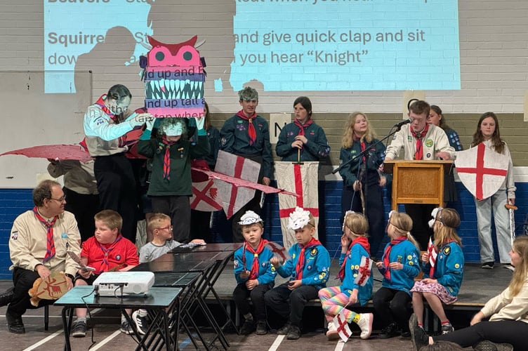Okehampton Scouts presented an interactive play about St George and the Dragon. AQ