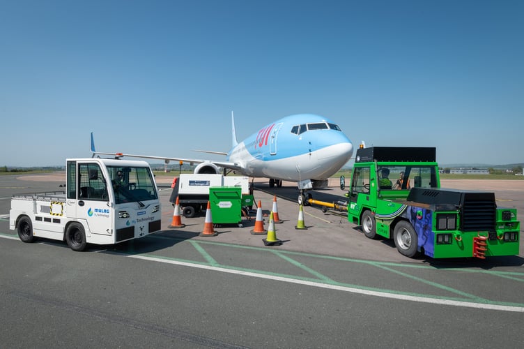 A baggage tug, pushback tug and ground power unit powered by hydrogen were used