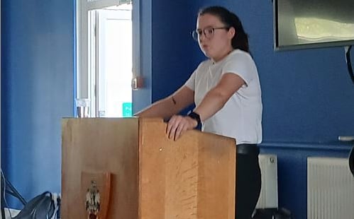 Georgia Gabriel-Hooper talking at the Lived Experience Day.