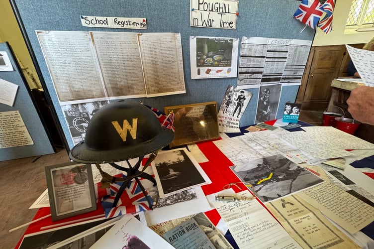 One of the historic displays in Poughill Parish Church.  AQ 0588
