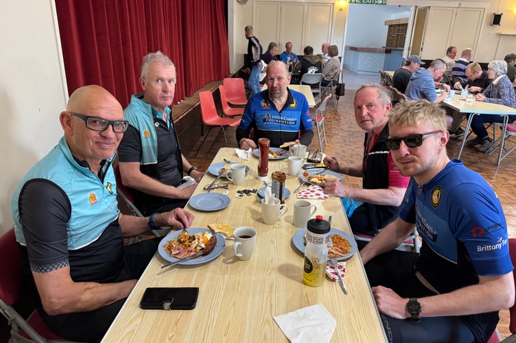 Cyclists rode from Exeter to enjoy a Big Breakfast at Sandford. AQ 9509