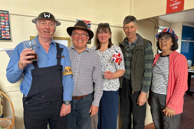 Some of the helpers and organisers of Poughill VE Day 80 Party.  AQ 0575
