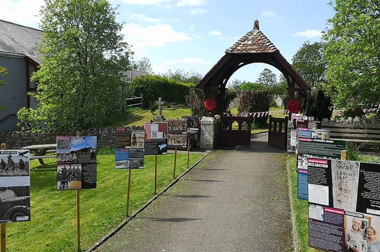 Lapford World War Two Memories Display on the approach to Lapford Parish Church.
