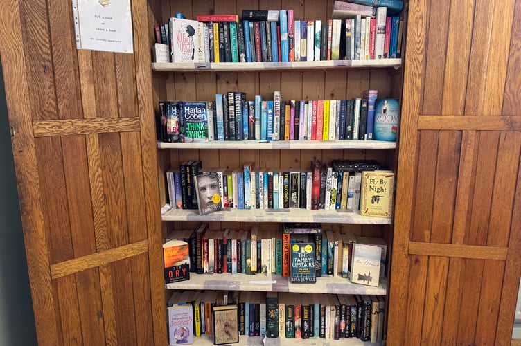 Some of the books which can be borrowed at Morchard Bishop.  AQ 7832

