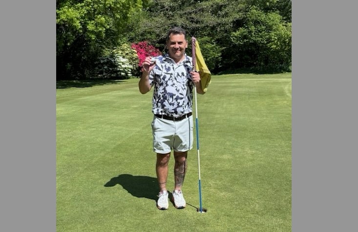 Mike Hubbard, who achieved his fourth Hole in One on the 12th at Okehampton.
