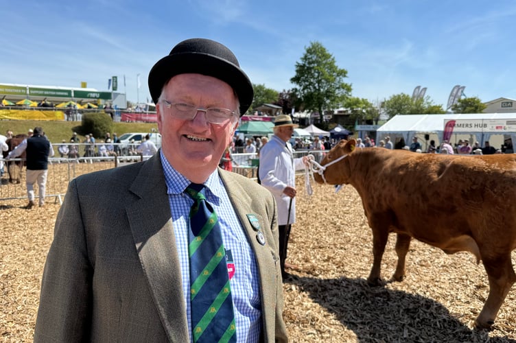 Steward Malcolm Huxtable (83), from Stockleigh Pomeroy, was marking 65 years of involvement with the Show, first showing one of his brother’s cattle 65 years ago. AQ 1598
