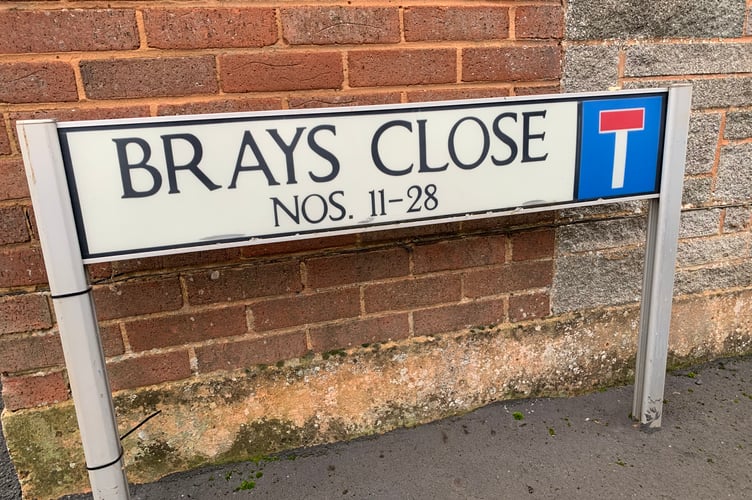 Brays Close in Crediton.  AQ 5431