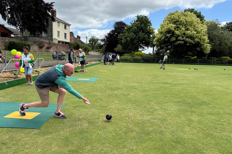 A learner doing really well at the taster event held at Crediton Bowling Club. AQ 2691