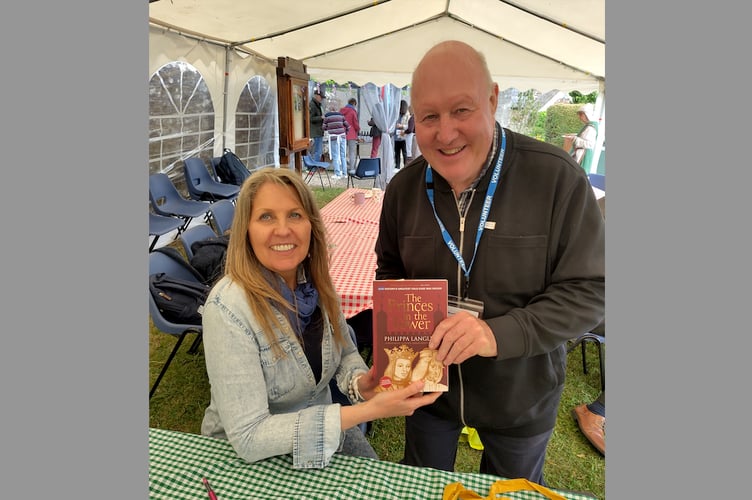 Philippa Langley signed one of her books for Coldridge Church volunteer Malcolm Bedford. Image: The Bookery