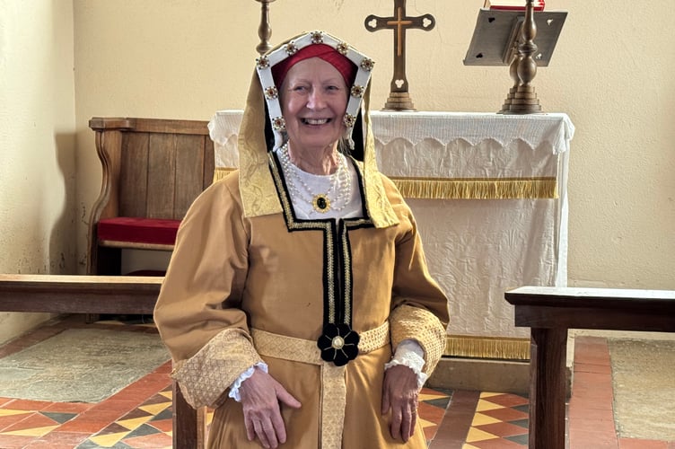 Rosemary Griggs, author and speaker, dressed in costume for the Coldridge event. AQ 2547