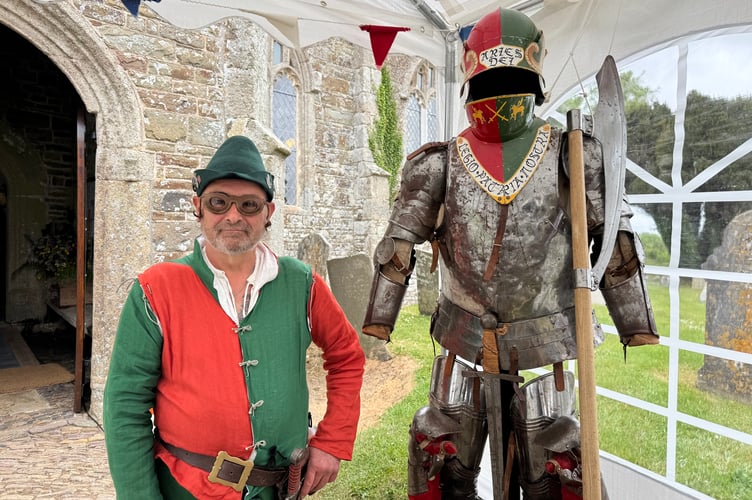 John (Spider) Parry from The Company of The Lamb reenactment group from North Devon displayed his 15th century War of Roses style armour. AQ 2628