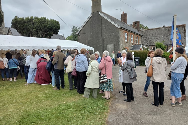 The queue for copies of Philippa Langley MBE’s book, ‘The Princes in the Tower - How History’s Greatest Cold Case Was Solved’, from The Bookery of Crediton stall. Photo: The Bookery