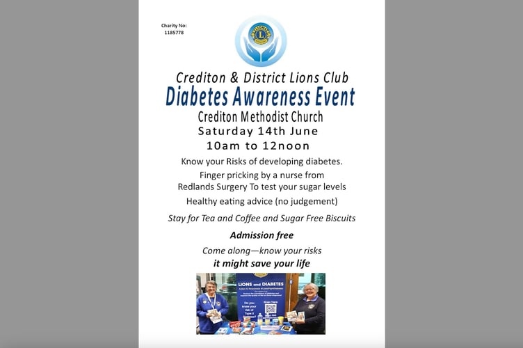 Crediton Lions Diabetes poster