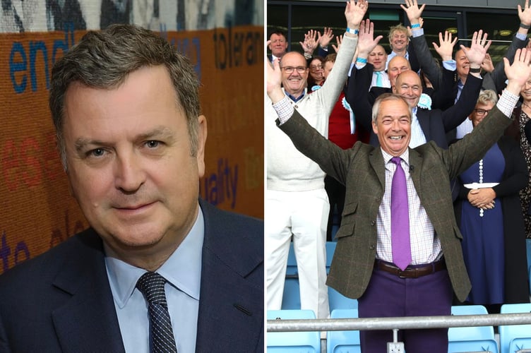 Mel Stride, left, and Nigel Farage, right 