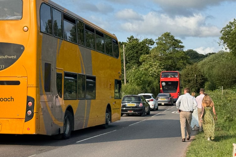 Students are arriving on 24 double decker buses, in taxis and on foot for the event at Shobrooke Park. AQ 2909