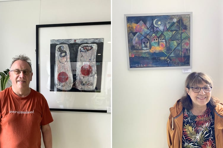 Phil Ritson and Anjum Moon Ingham’s semi-abstract paintings will be on display until Saturday, July 5