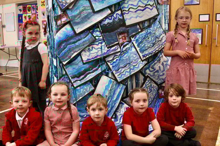 5 June 2025 Hayward's Primary School Take One Picture Venice art exhibition 6x pic special Early years pupils explored the theme of water (Will Goddard, Crediton Courier)