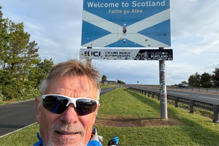 Steve James at the Scottish border