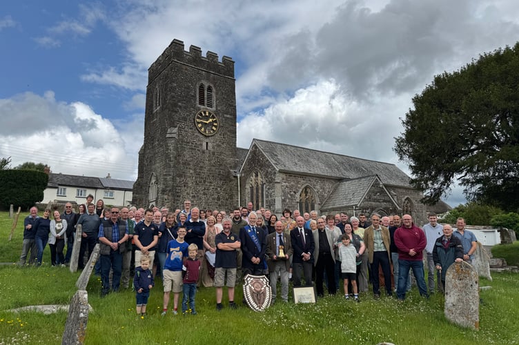 Most of the ringers and those who attended the Devon Association Major Bellringing Final at St Peter’s Church, Zeal Monachorum with the Rev Preb Matthew Tregenza. AQ 4067