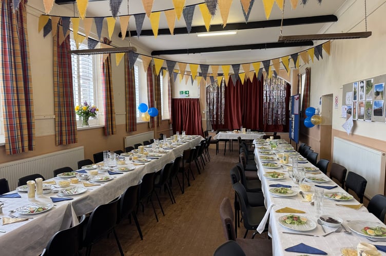 Zeal Monachorum Village Hall nearly ready for the Ringers Tea.  AQ 4121
