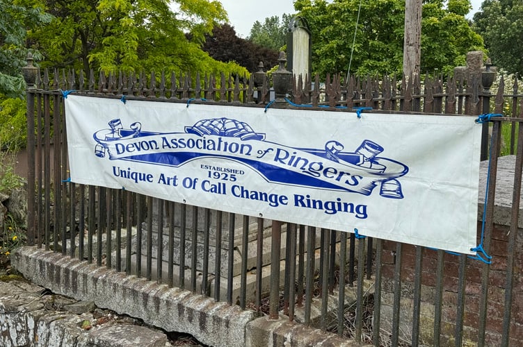 The Devon Association of Ringers banner at Zeal Monachorum.  AQ 4054
