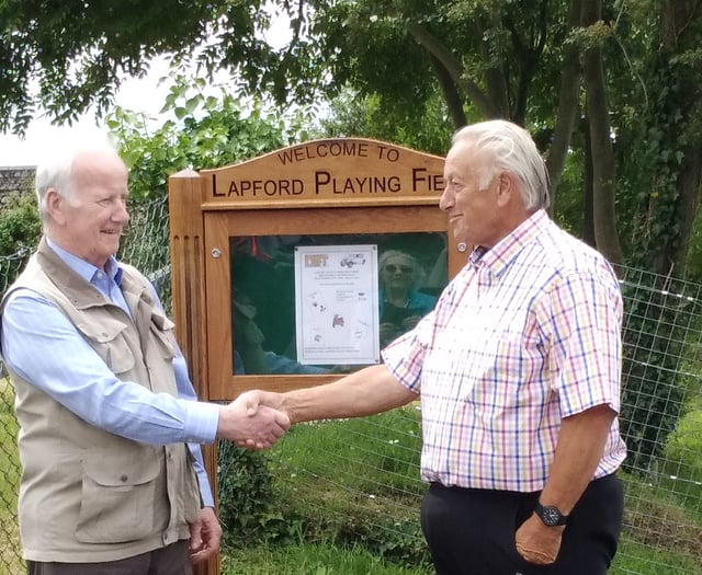 Welcome sign unveiled at Lapford Playing Field