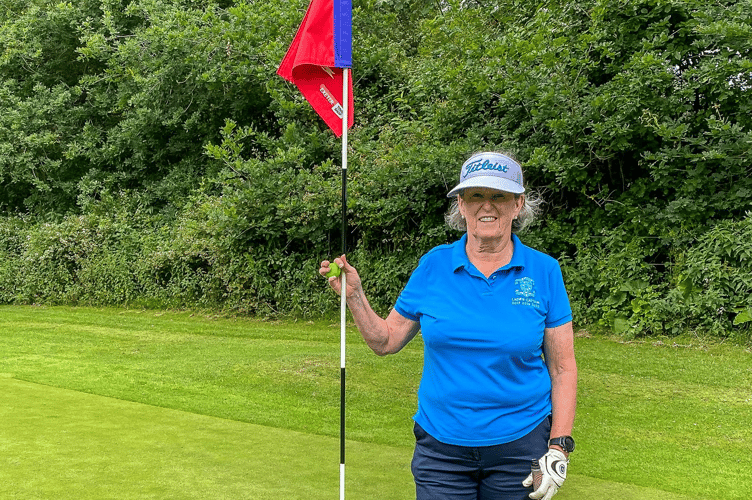 Shirley Stunell with her hole-in-one on the 13th
