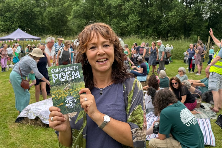 Poet Ysella Sims read the wonderful Community Poem about Sandford Millennium Green, which was backed by Literature Works' Seed Bed Fund.  AQ 4675
