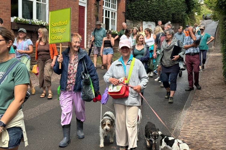 Talking part in the parade to Sandford Millennium Green. AQ 4645