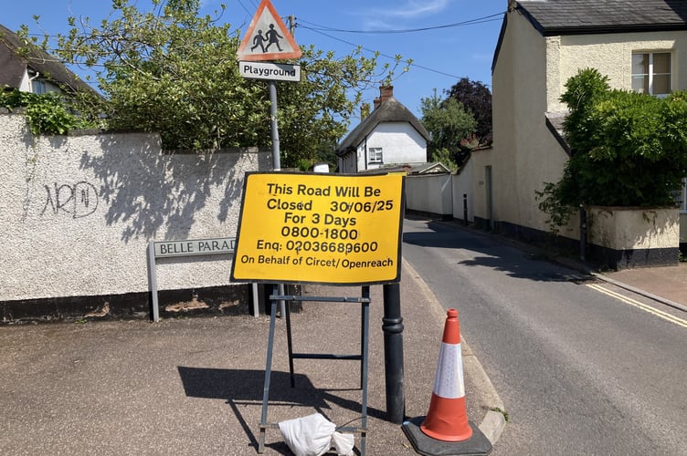 Road closure sign on Belle Parade