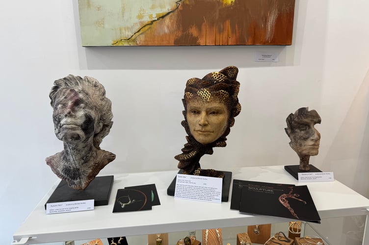 Sculptures by Brendon Murless on view at Art Plus Frames.  AQ 4561
