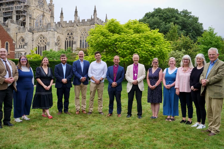 The deacons who are to be ordained on Saturday with the Rt Rev Dr Mike Harrison, the Bishop of Exeter, centre right and centre, the Rt Rev James Grier, the Bishop of Plymouth.

