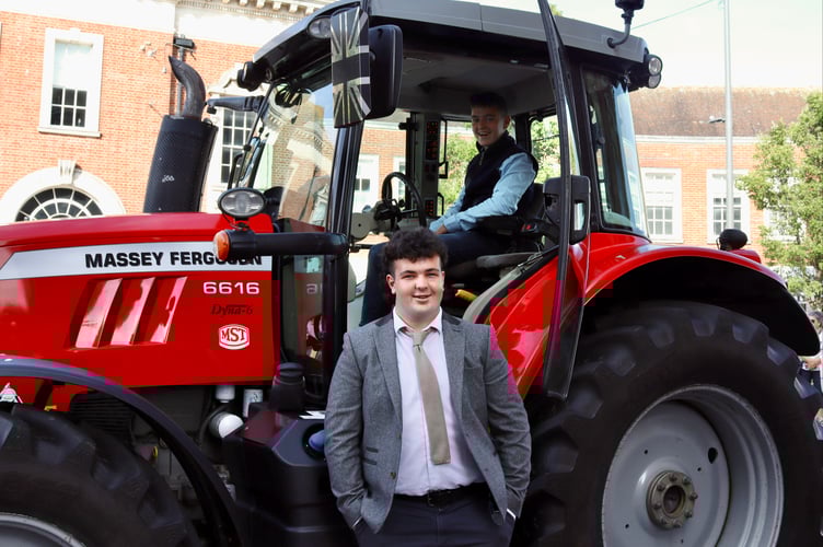 This youngster drove a tractor to the event