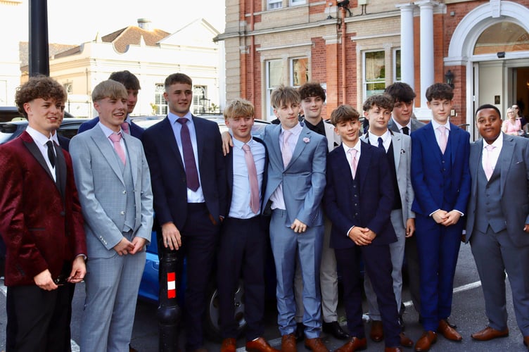 Boys gathered outside the Rougemont Hotel in Exeter