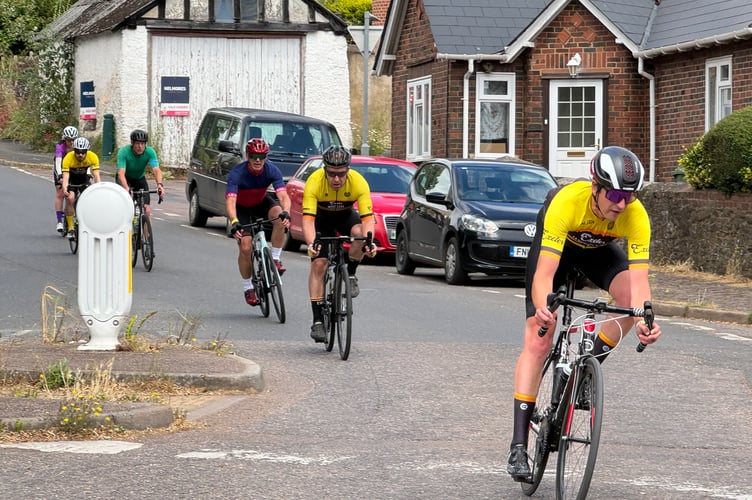 Cyclists taking part in the Nello on Jockey Hill in Crediton in 2024.  AQ 6560
