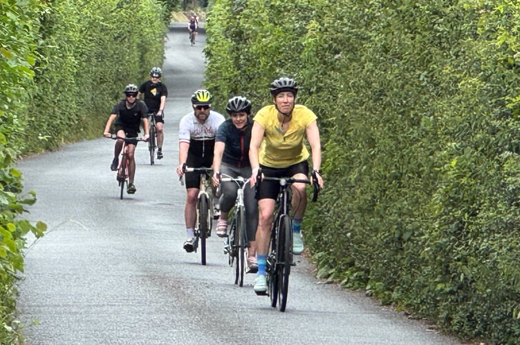 Cyclists taking part in the Nello on Higher Road in Crediton.  AQ 5319
