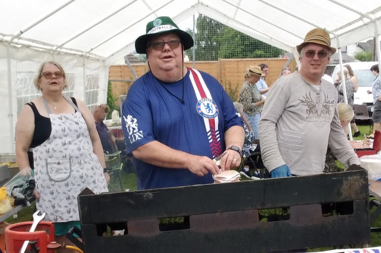 The barbecue was busy at Lapford Playing Field Vintage Rally. 
