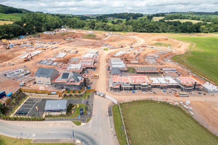 A drone image of the properties taking shape at Libbets Grange near Crediton.  Images by Warren Radmore of Aerial Dimensions.
