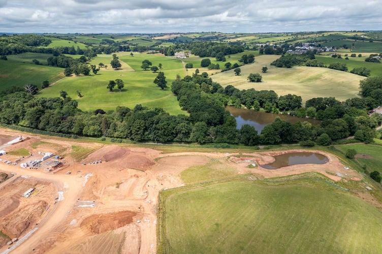 A water storage facility on part of the site at Libbets Grange near Crediton.