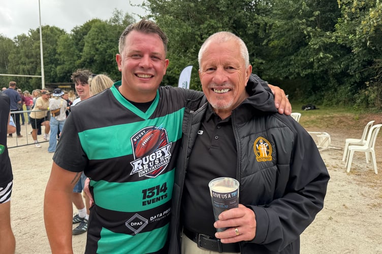 Former Crediton player Matt Dament and Crediton RFC First Team Coach Jeff Bowers at Yenz’s Rugby Rush at Crediton Rugby Club.  AQ 5934
