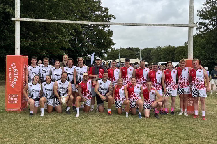 The two finalists, the Lean Sharks and FDS Warriors at Jack Yeandle’s Testimonial Rugby Rush at Crediton Rugby Club.  AQ 5989
