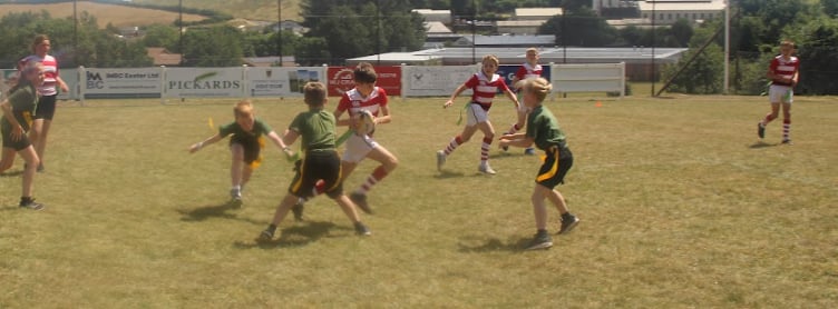 Primary school children taking part in the Crediton area school’s rugby festival.