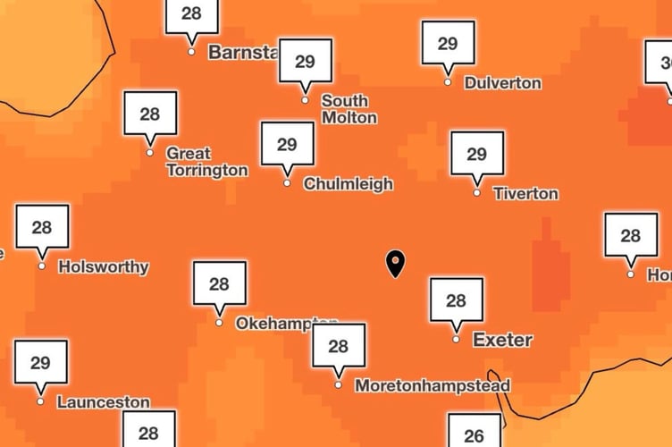 Met Office forecast for Devon on Friday, July 11 at 1pm