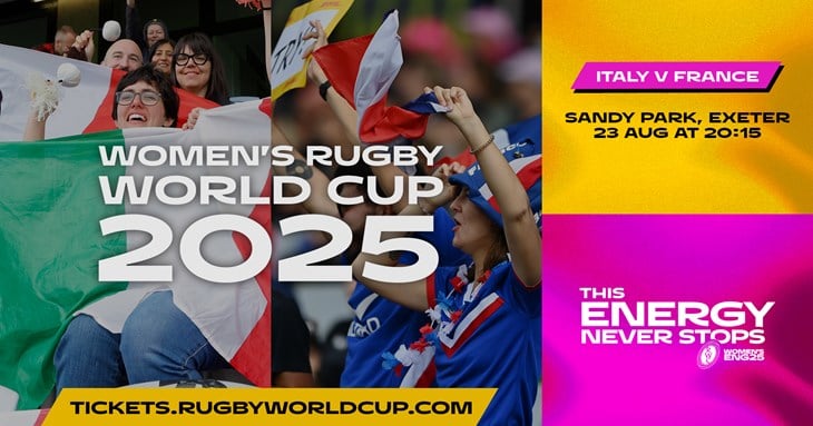 Get your World Cup tickets for France v Italy at Sandy Park now.
