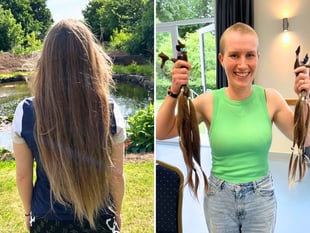 QE alumna shaves head for cancer charities