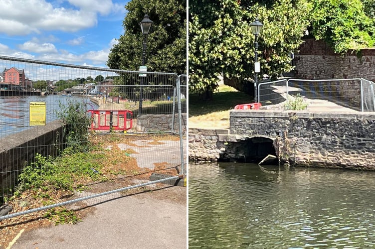 The collapsed culvert at Clipper Quay, Exeter